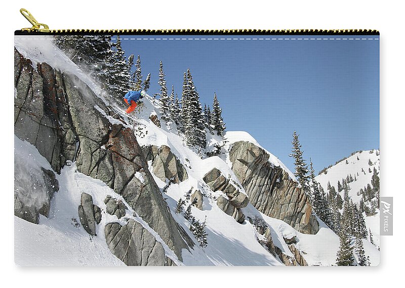Utah Carry-all Pouch featuring the photograph Little Cottonwood Canyon Skier - Alta Backcountry, Utah - IMG_0471 by Brett Pelletier