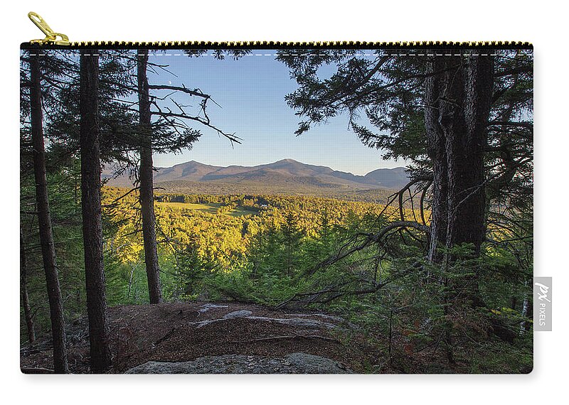 Lewis Zip Pouch featuring the photograph Lewis Hill Sunset Moon by White Mountain Images