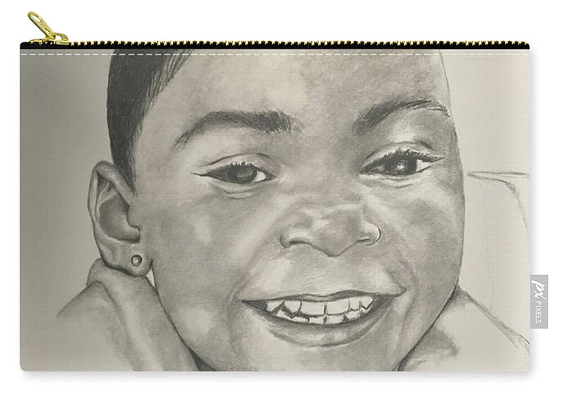  Zip Pouch featuring the drawing Little Girl by Angie ONeal