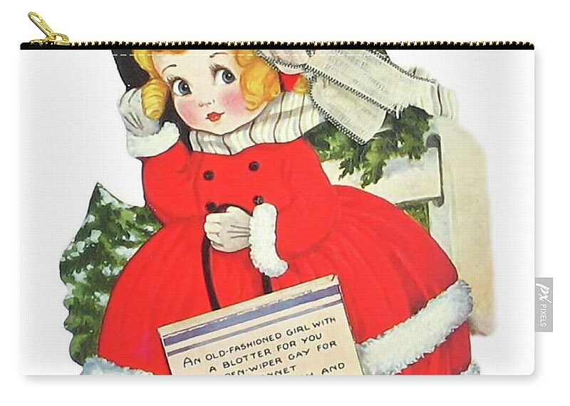 Little Girl Zip Pouch featuring the digital art Little Girl with Christmas Poem by Long Shot