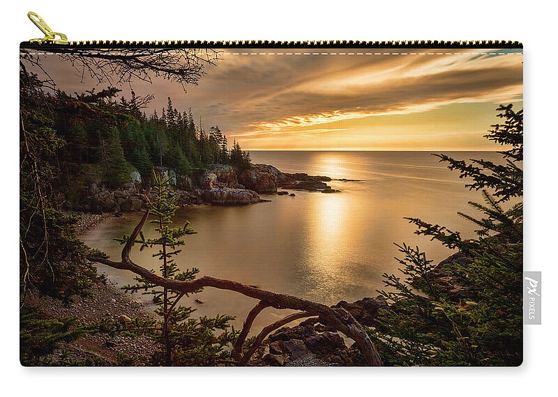 Acadia National Park Zip Pouch featuring the photograph Little Hunters Beach a3709 by Greg Hartford