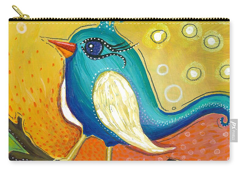 Jay Bird Carry-all Pouch featuring the painting Little Jay Bird by Tanielle Childers