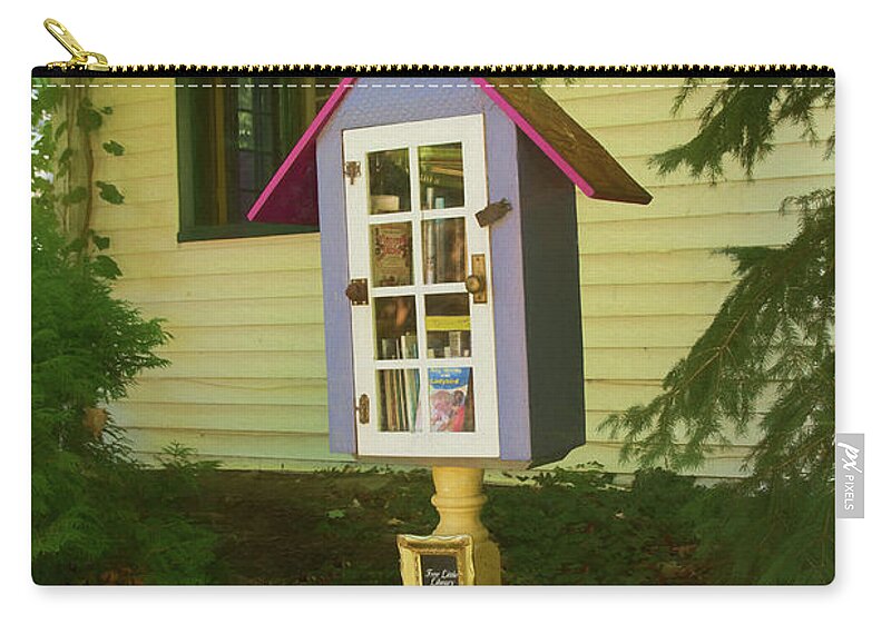 Architecture Zip Pouch featuring the photograph Little Lending Library by Marilyn Cornwell