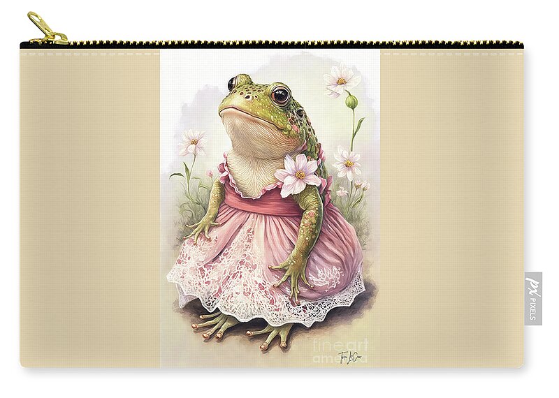 Frogs Zip Pouch featuring the painting Little Miss Prissy by Tina LeCour