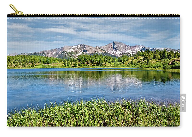 Beauty In Nature Zip Pouch featuring the photograph Snowdon Peak from Little Molas Lake by Jeff Goulden