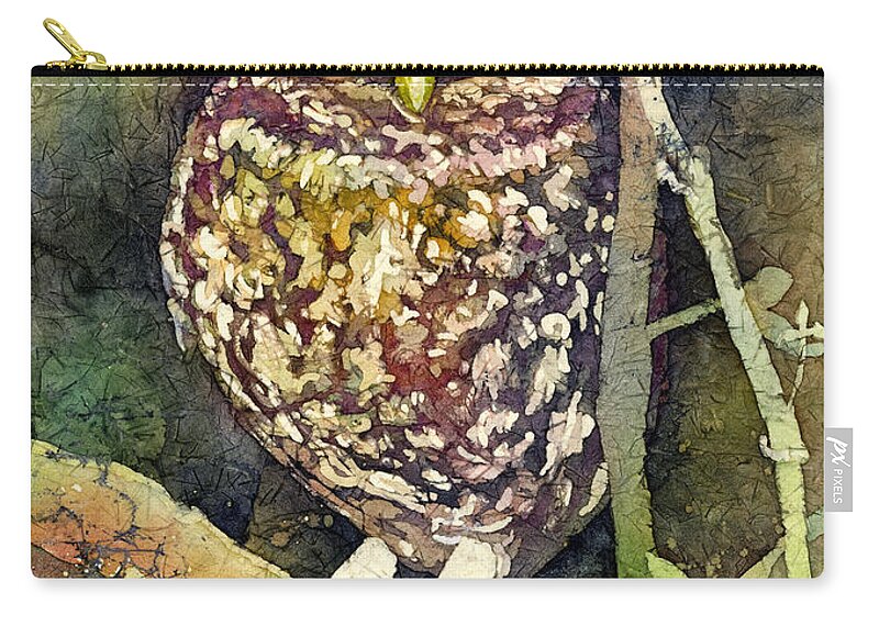 Owl Zip Pouch featuring the painting Little Owl by Hailey E Herrera