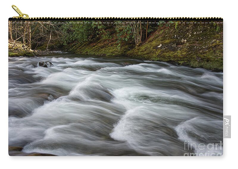 Smokies Zip Pouch featuring the photograph Little River Rapids 21 by Phil Perkins