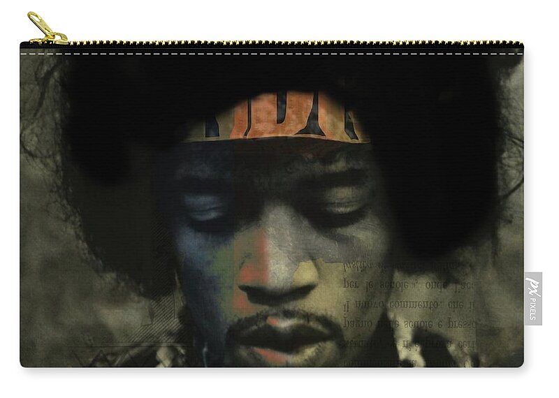 Jimi Hendrix Zip Pouch featuring the digital art Little Wing - Jimi Hendrix by Paul Lovering