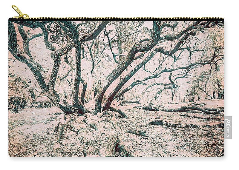 North Carolina Zip Pouch featuring the digital art Live Oak Tree of Life fx by Dan Carmichael