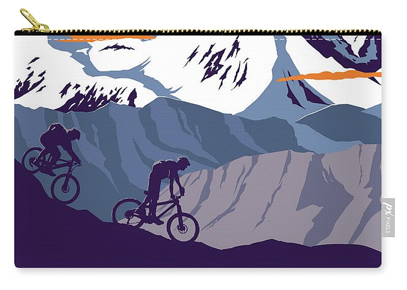Cycling Poster Zip Pouch featuring the painting Live To Ride Revelstoke by Sassan Filsoof