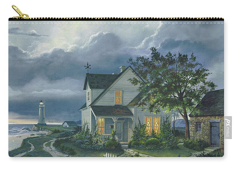 Michael Humphries Zip Pouch featuring the painting Living by the Light by Michael Humphries