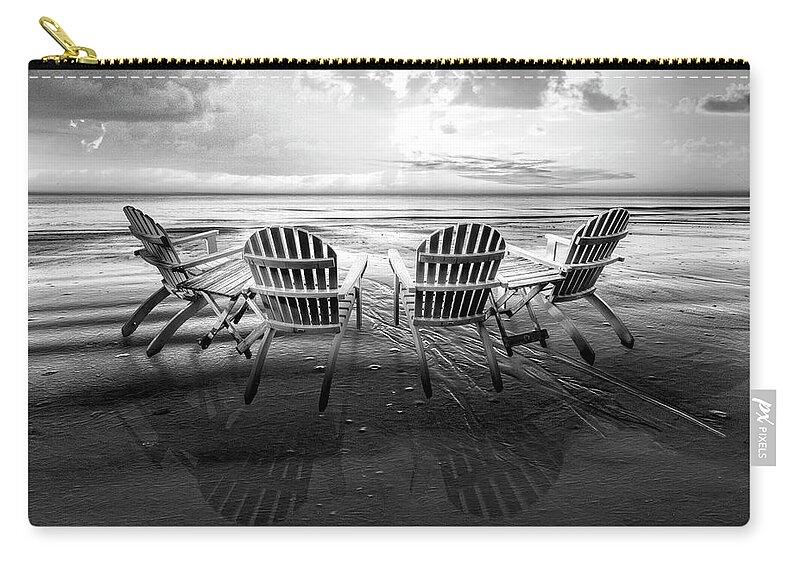 Black Carry-all Pouch featuring the photograph Living the Beach Life Black and White by Debra and Dave Vanderlaan