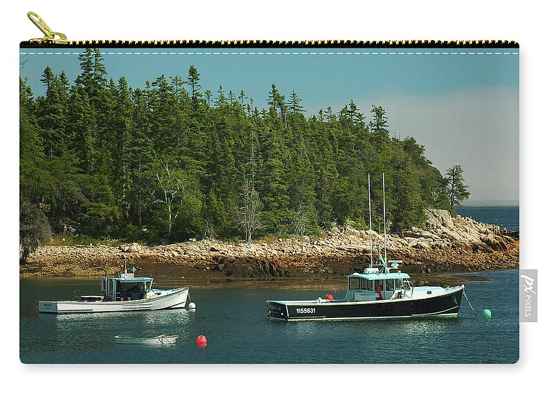 Boast Zip Pouch featuring the photograph Lobster Boats, Bunkers Harbor, Maine by Jerry Griffin