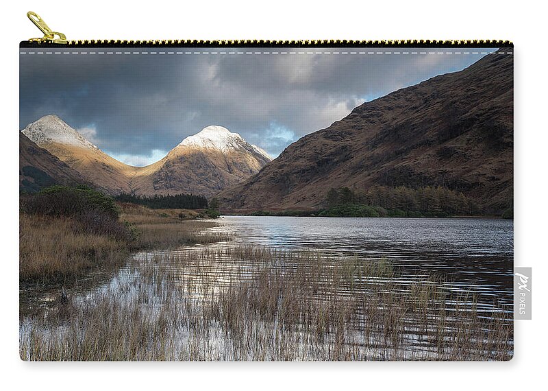 Highlands Zip Pouch featuring the photograph Lochan Urr, Glen Etive, Scotland, UK by Sarah Howard