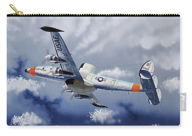 Aviation Zip Pouch featuring the painting Lockheed EC-121 Constellation by Steve Ferguson