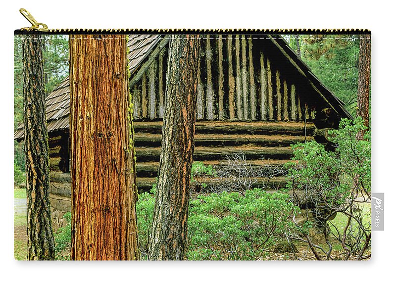 Usa Zip Pouch featuring the photograph Log Cabin in the Woods by Randy Bradley