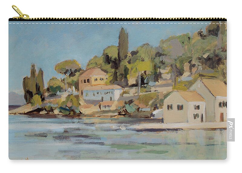 Loggos Zip Pouch featuring the painting Loggos lazy afternoon by Nop Briex