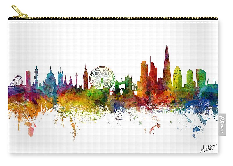 London Carry-all Pouch featuring the digital art London England Skyline Signed by Michael Tompsett