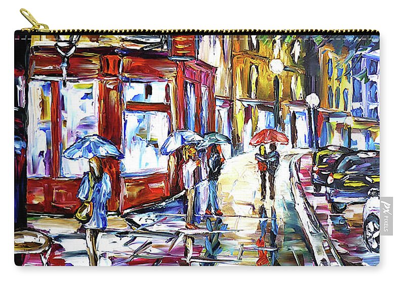 London At Night Carry-all Pouch featuring the painting London, Night Rain by Mirek Kuzniar