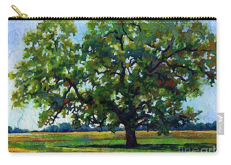 Oak Zip Pouch featuring the painting Lone Oak by Hailey E Herrera