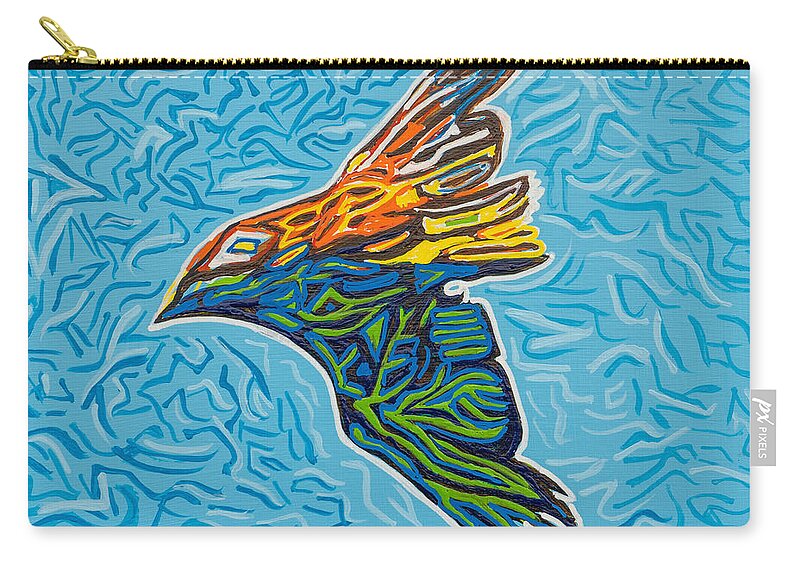 Bird Zip Pouch featuring the painting Lone Raven by Artrophy Studios