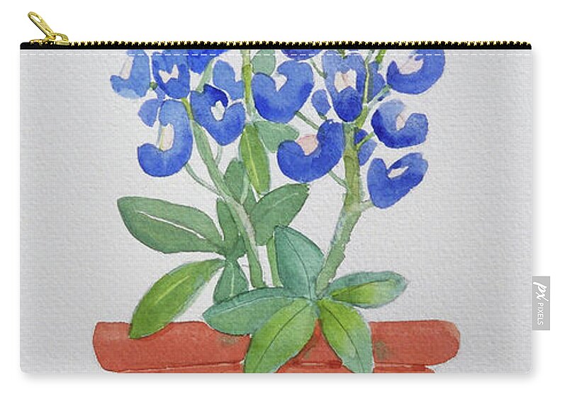 Bluebonnets Zip Pouch featuring the painting Lone Star Blues by Sue Kemp