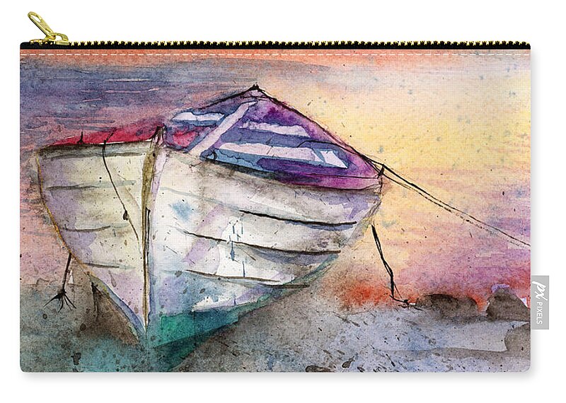 Boat Carry-all Pouch featuring the painting Lonely Boat by Espero Art