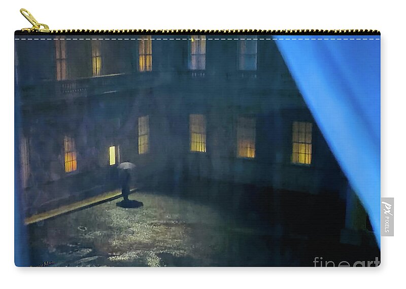 Rainy Night Zip Pouch featuring the painting Lonely Rainy Night by Bonnie Marie