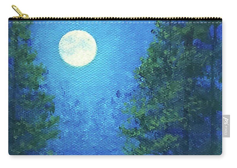 Lonesome Zip Pouch featuring the painting Lonesome Moon by Sarah Irland