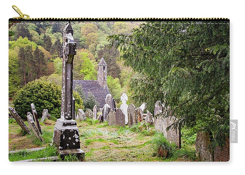 Ireland Zip Pouch featuring the photograph Long Ago at Glendalough by Jill Love