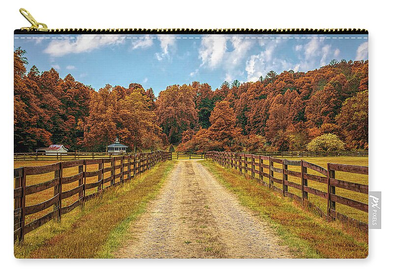 Fence Zip Pouch featuring the photograph Long Autumn Fences in Hidden Valley by Debra and Dave Vanderlaan