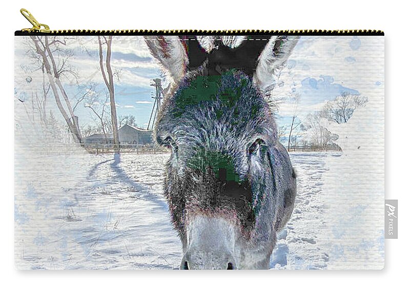 Donkey Zip Pouch featuring the photograph Long Ears by Jennifer Grossnickle