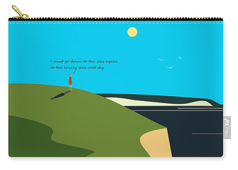 The Sea Carry-all Pouch featuring the digital art Longing For The Sea. by Fatline Graphic Art