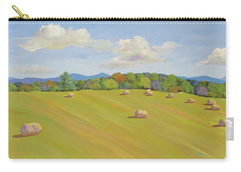 Haystack Zip Pouch featuring the painting Longview Haystacks by Anne Marie Brown