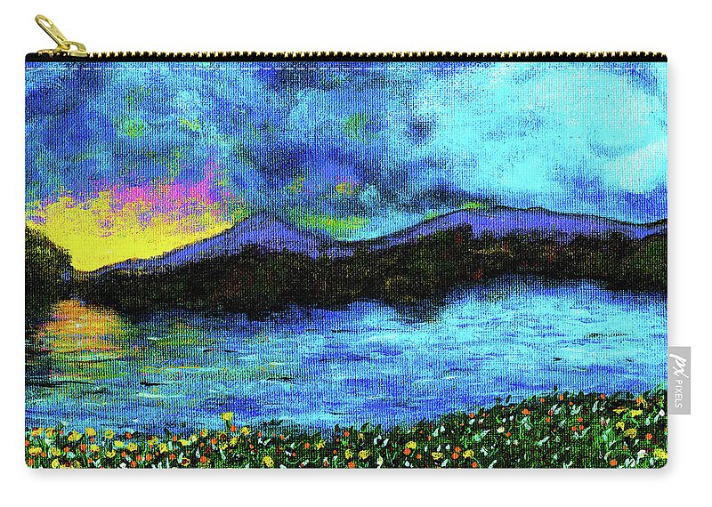 Sunscape Zip Pouch featuring the painting Look Around by Meghan Elizabeth