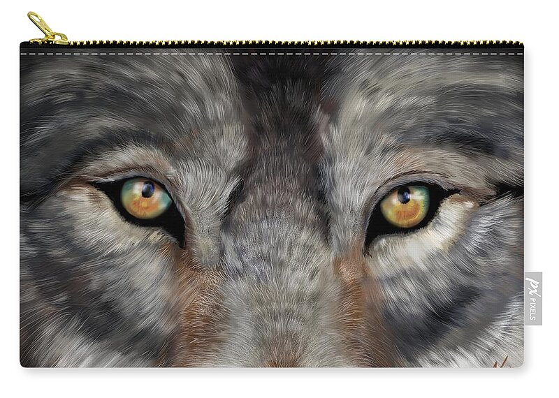Wolf Carry-all Pouch featuring the digital art Look Into My Eyes by Norman Klein