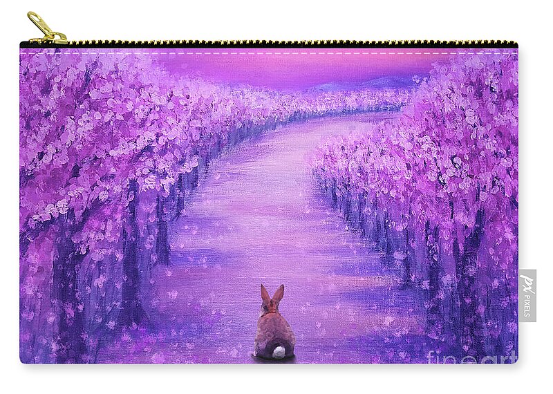 Cherry Blossom Zip Pouch featuring the painting Looking back on the journey by Yoonhee Ko
