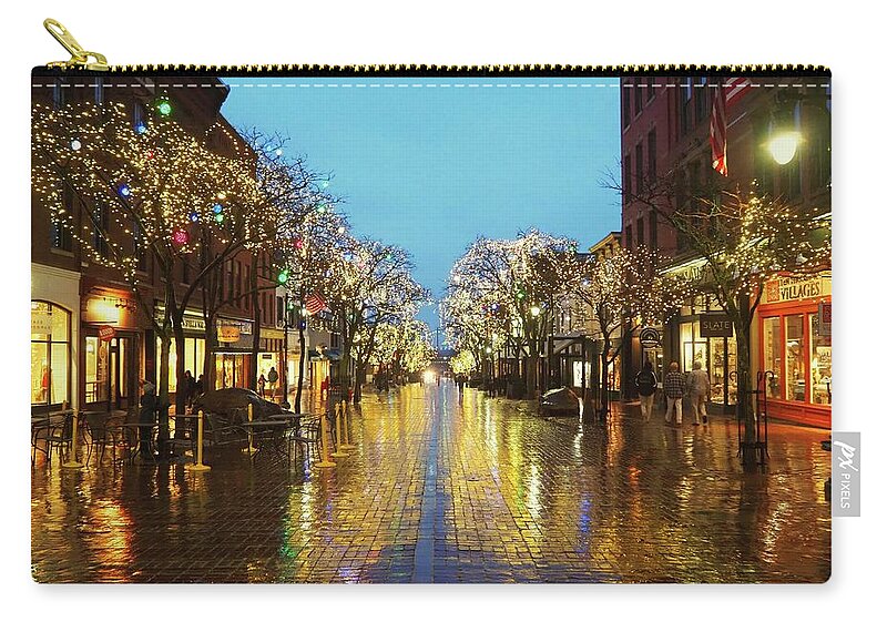 Church Street Zip Pouch featuring the photograph Looking Down Church Street by Alida M Haslett
