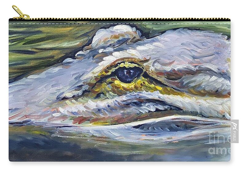 Alligator Zip Pouch featuring the painting Looking for Lunch by Alan Metzger