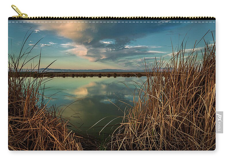 Salton Sea Zip Pouch featuring the photograph Looking Through the Reeds by Rick Strobaugh