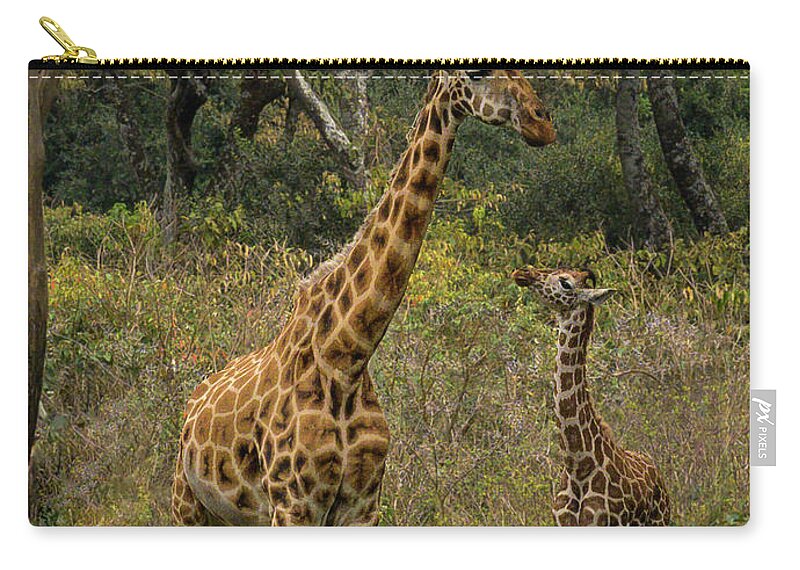 Africa Zip Pouch featuring the photograph Looking Up to Mom by Laura Hedien