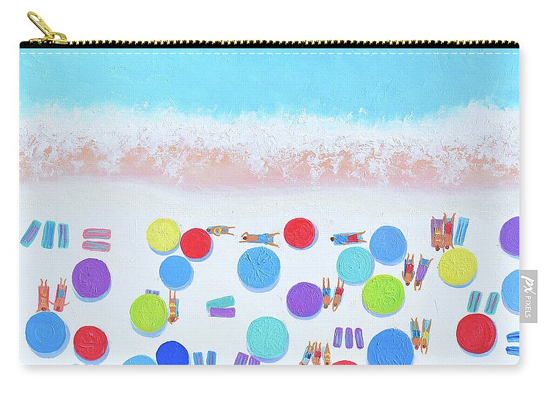 Beach Zip Pouch featuring the painting Looks like Summer, aerial beach scene by Jan Matson
