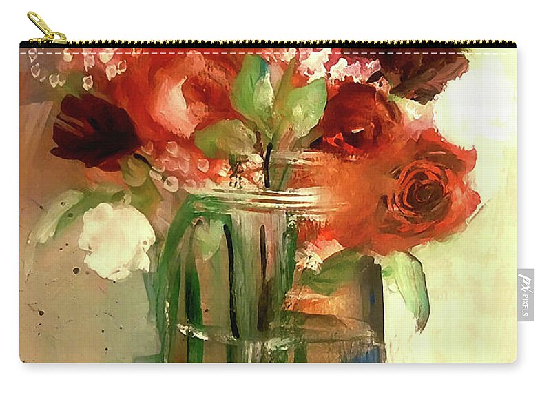 Loose Zip Pouch featuring the painting Loose And Splattered Rose by Lisa Kaiser