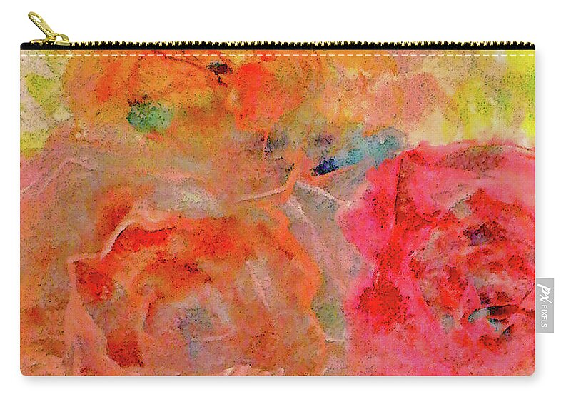 Warm Zip Pouch featuring the painting Loose Warm Orange Rose by Lisa Kaiser