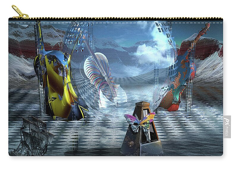 Music Instrument Color Violin Carry-all Pouch featuring the digital art Lost Beauty of Disharmony by George Grie