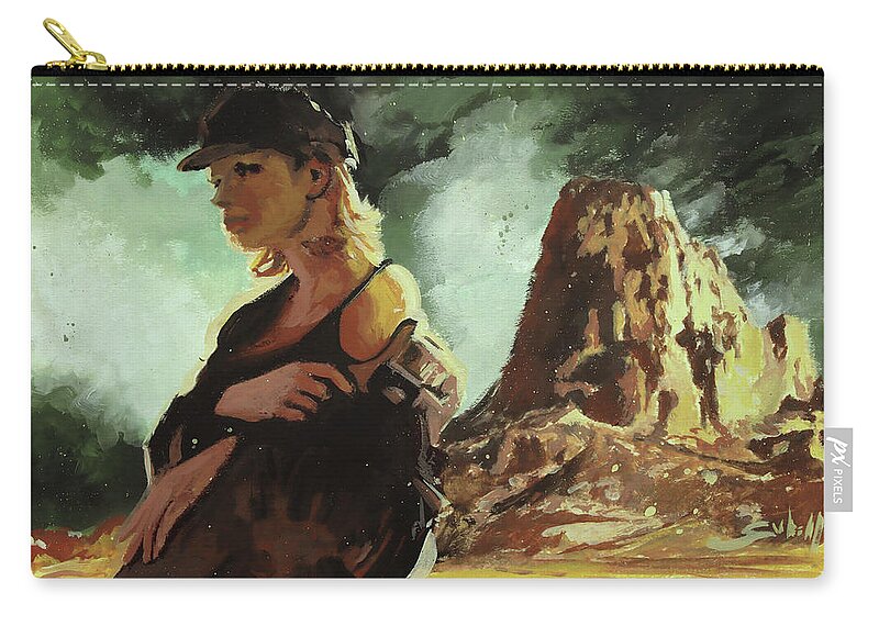 Gothic Zip Pouch featuring the painting Lost Girl by Sv Bell
