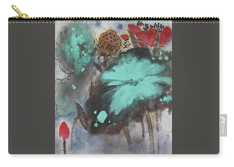 Lotus Zip Pouch featuring the painting Lotus Splash by Vina Yang