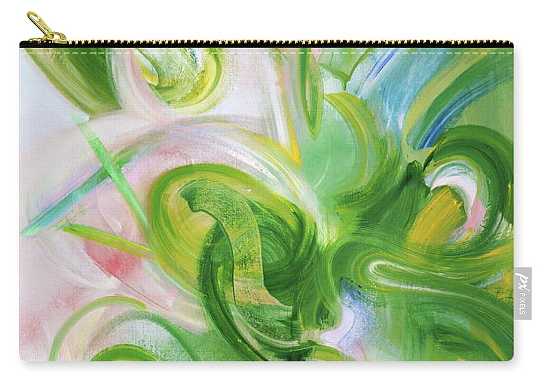 Green Zip Pouch featuring the painting Louder Than Words by Ritchard Rodriguez
