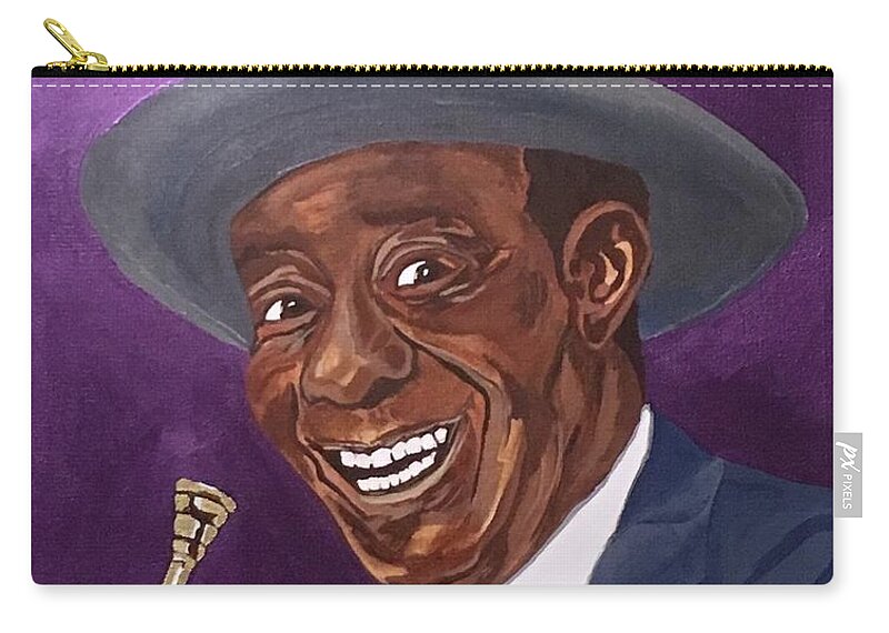 Louis Armstrong Carry-all Pouch featuring the painting Louis Sporting a New Hat by Bill Manson
