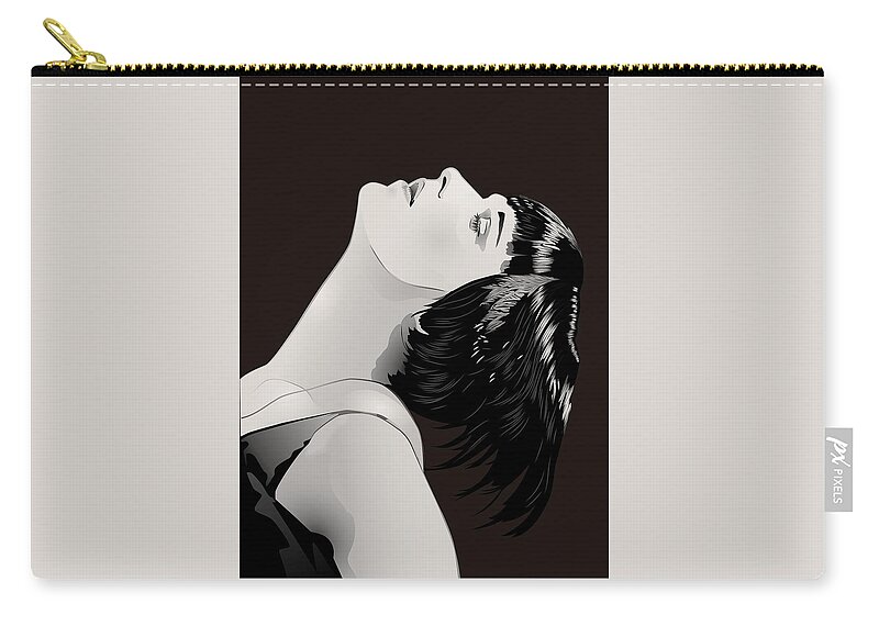 Louise Brooks Official Zip Pouch featuring the digital art Louise Brooks in Berlin - Garnet Umber by Louise Brooks